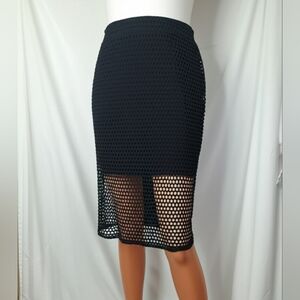 Abound Womens Black Mesh Midi Skirt, M